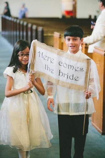 Wedding Signs, Here Comes the Bride Sign for Flower Girl, Ring Bearer,  Fun Photo Prop