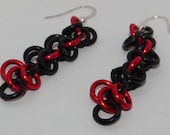 Black and Red Shaggy Loop Earrings