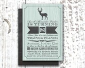 Personalized BIRTHDAY PARTY INVITATION Printable Digital Design - Boy - Rustic Deer