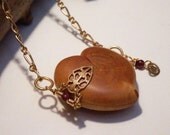 Steampunk Heart Locket Necklace Handcarved Wood Garnet Tagt Team 123 cc loh ostat socal etsy guild tenx tt cccoe sos steam team madcap lb