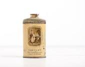 Antique Tin Yardley Old English Lavender Talc Powder Vanity Tin Shabby Chic Rustic Vintage Home Decor beige