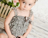 petti Lace Romper and Headband SET in Grey, Baby Girl Headband and Lace Petti Romper SET. Shabby Chic Headband, romper,baby ,todlers girls