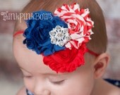 Baby headband,4th July headband,Patriotic Headband ,Baby Headbands,Newborn Headband,M2M Petti Lace Romper in Our shop. Baby Bows.