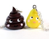 2 BFF Poop and Pee Necklace Set - Best Friends jewelry - Kawaii cute miniature poo friendship jewelry charm pendants
