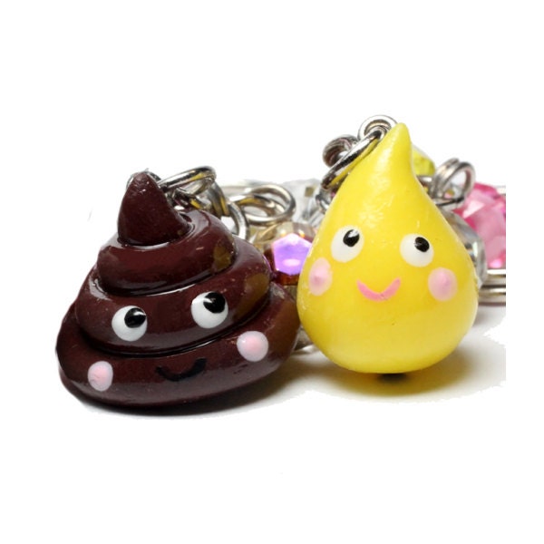 Poop and Pee Best Friend Keychains - 2 BFF set - Kawaii poo and TP - cute keyring charms