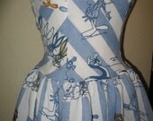 Custom Made to Order Upcycled Looney Tunes Daffy Bugs Bunny Character Pin Up SweetHeart Ruffled Halter Mini Dress