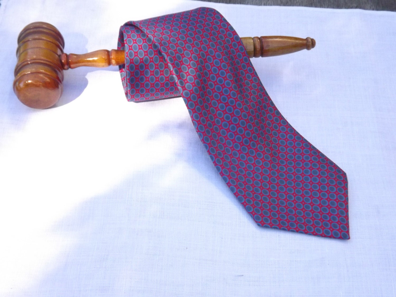 Classy Vintage Necktie, The Cotswold Collection Mens Clothing Tie, Silk, England, Blue Circles