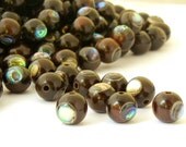 12 mm round Ebony Wood Bead with Abalone shell inlay - 10 pieces