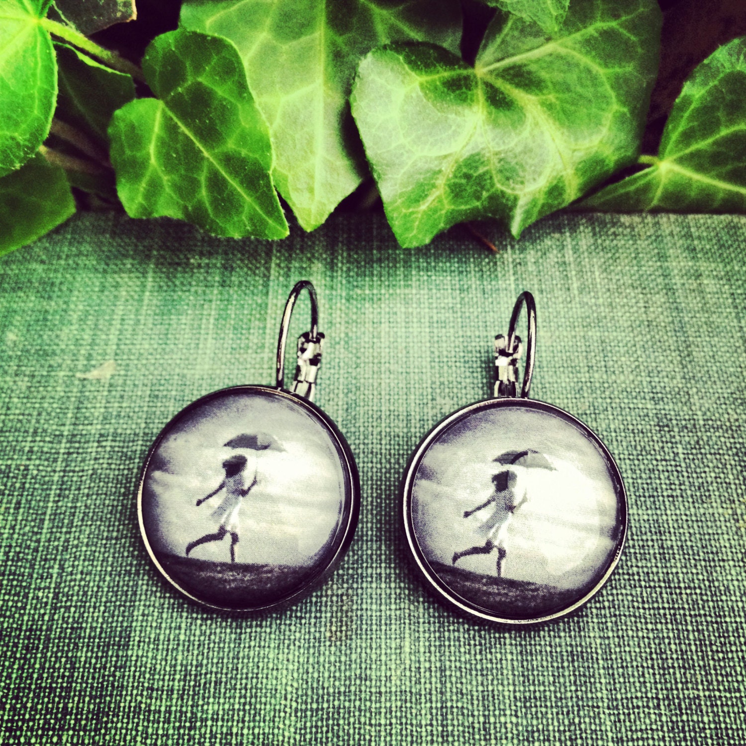 Embracing the Storm 20mm Glass Pendant Earrings