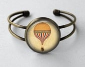 Hot Air Balloon Steampunk Jewelry Vintage Style Bronze Bangle Cuff Bracelet