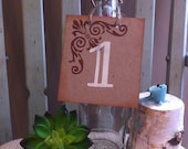 Natural Wedding Table Numbers 1-10 With Natural Jute - Hanging Wedding Decor Table Numbers