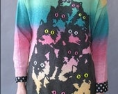Oversize Sunset Kitty Sweater S