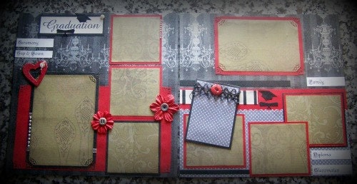 Graduation Scrapbook Layout premade double page 12 x 12 school graduating