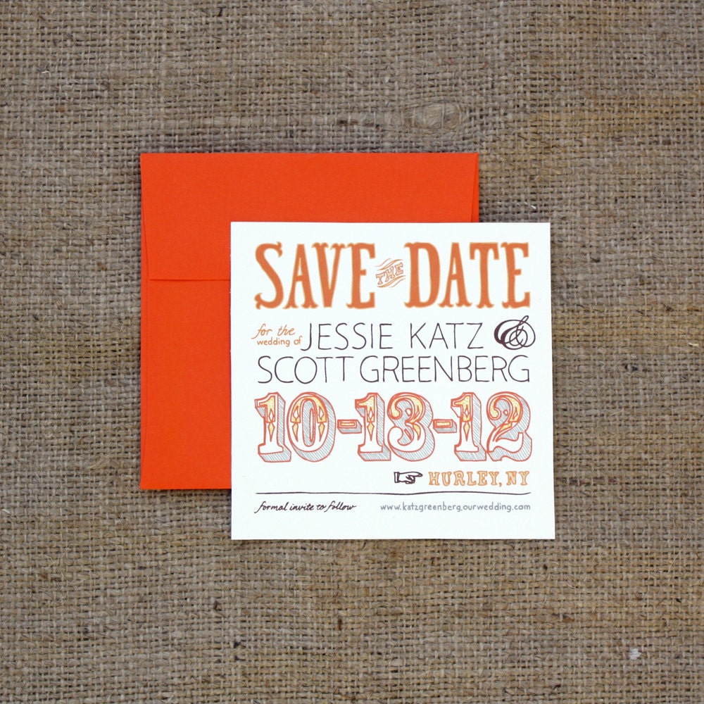 Save The Date cards, custom, hand drawn typography, square, two sided, chevron, digitally printed