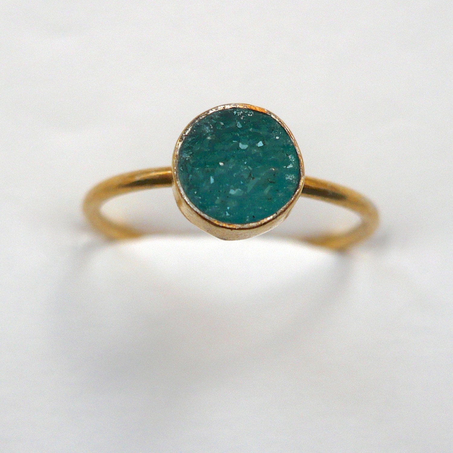 Stackable Delicate Druzy Rings  Gold Band Size 6