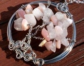 Tree of Life Pendant Necklace-Wire Wrapped Rose Quartz Silver Necklace- Birthstone Gemstone