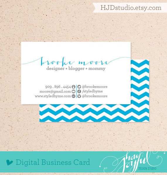 Chevron business card digital file - We customize, you print (PDF or JPG high resolution)