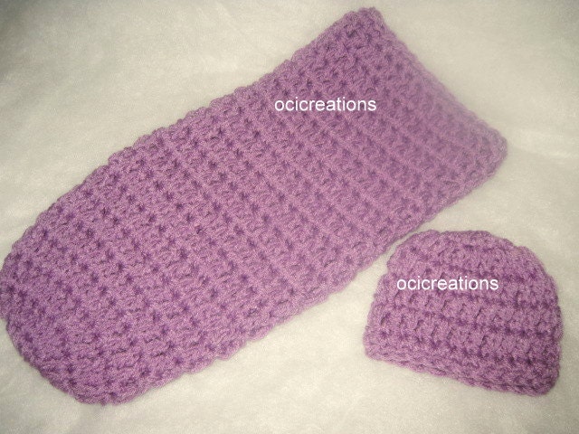 Chunky Baby Cocoon Hat Set In Orchid Girl Photo Prop READY TO SHIP