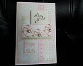 Its a Girl Pink and White Card with Pearls