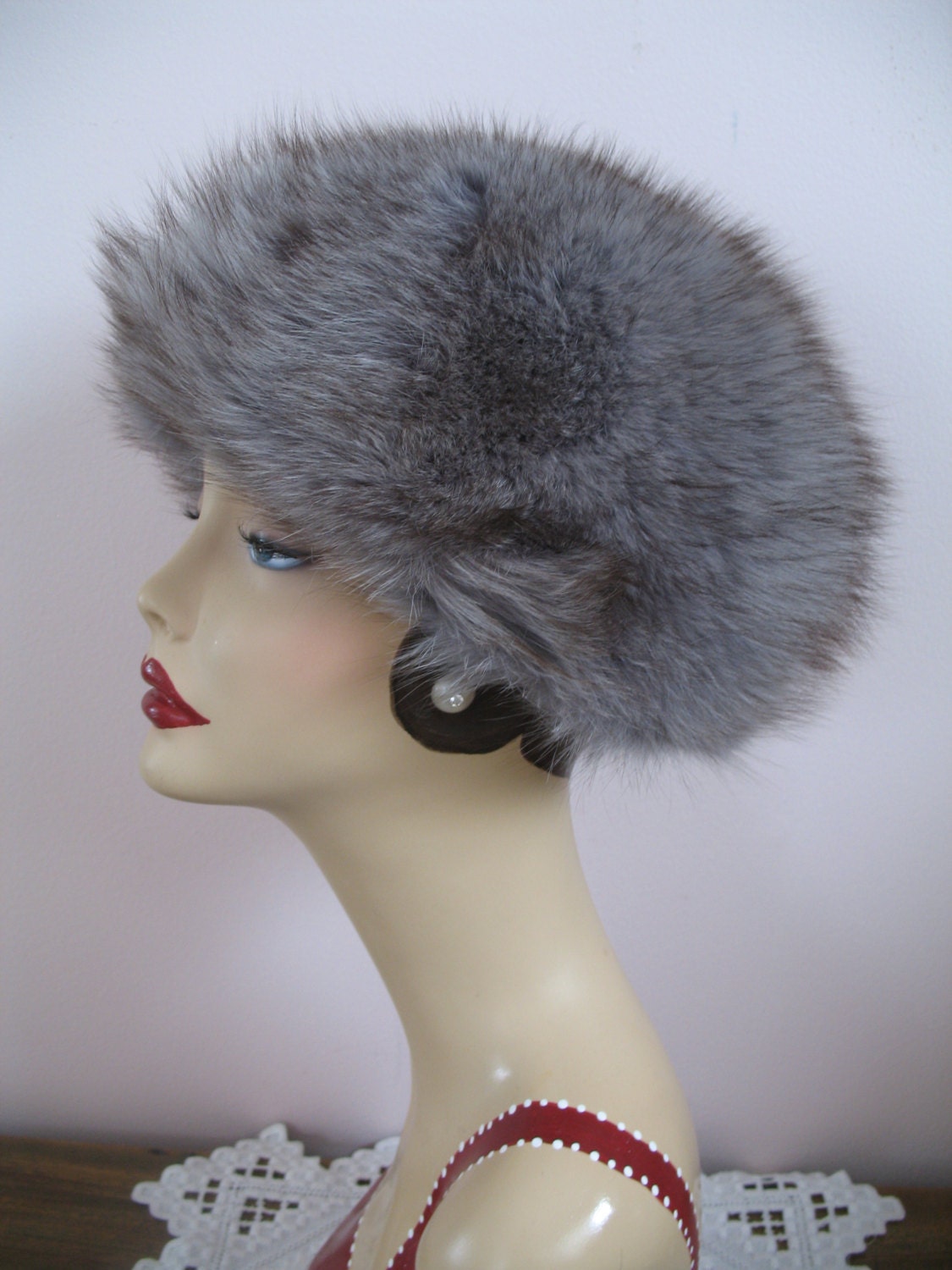 1960's Bubble Hat- Blue Fox Fur-Marche with tags