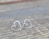Petite Heart Sterling Silver Post Earrings - Handmade with Love, Gift For Her, Minimalist Collection 2013,  Made to Order