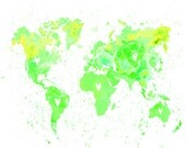World love(Green) Print of my original watercolor 10x8 inch