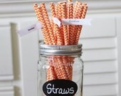 50 Orange Paper Straws Chevron Striped Retro Vintage Style Carnival Circus Wedding Birthday Bridal Baby Shower W/ Printable Flags I Created Il_170x135