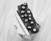Adjustable modern silver ring- statement ring