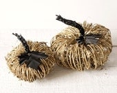 Golden Pumpkins - 2 Grapevine Pumpkins, Rustic Fall Decor