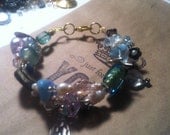 Treasure Chest Bracelet - Beaded Assemblage Bracelet - mixed crystals, pearls, charms, mermaid 