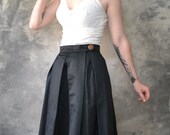 Yves Saint Laurent Rive Guache YSL Black Pleated Skirt