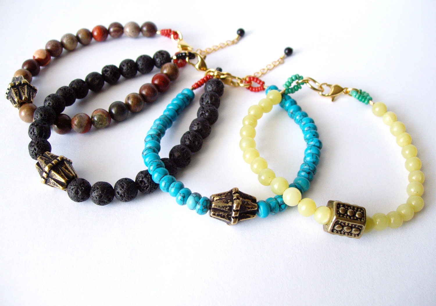 Unisex Semiprecious Gemstone Yoga Meditation Charm Bracelet