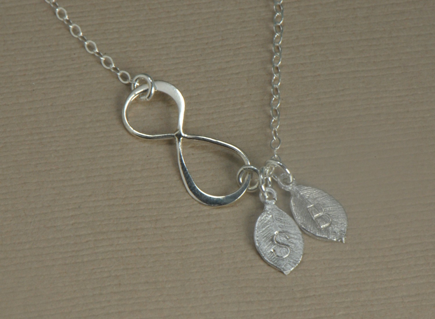 Personalized Infinity Necklace, TWO Monogram Necklace, Initial Jewelry, Sterling SILVER Necklace, Mothers Jewelry, His and Hers Necklace