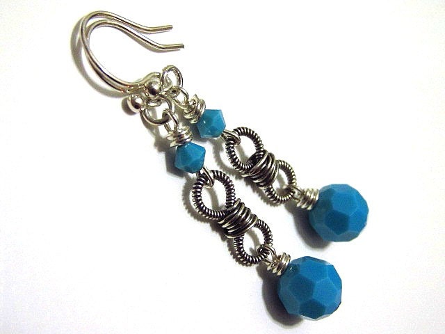 Bowtie Sterling Earrings Turquoise Beaded Spring Summer Jewelry