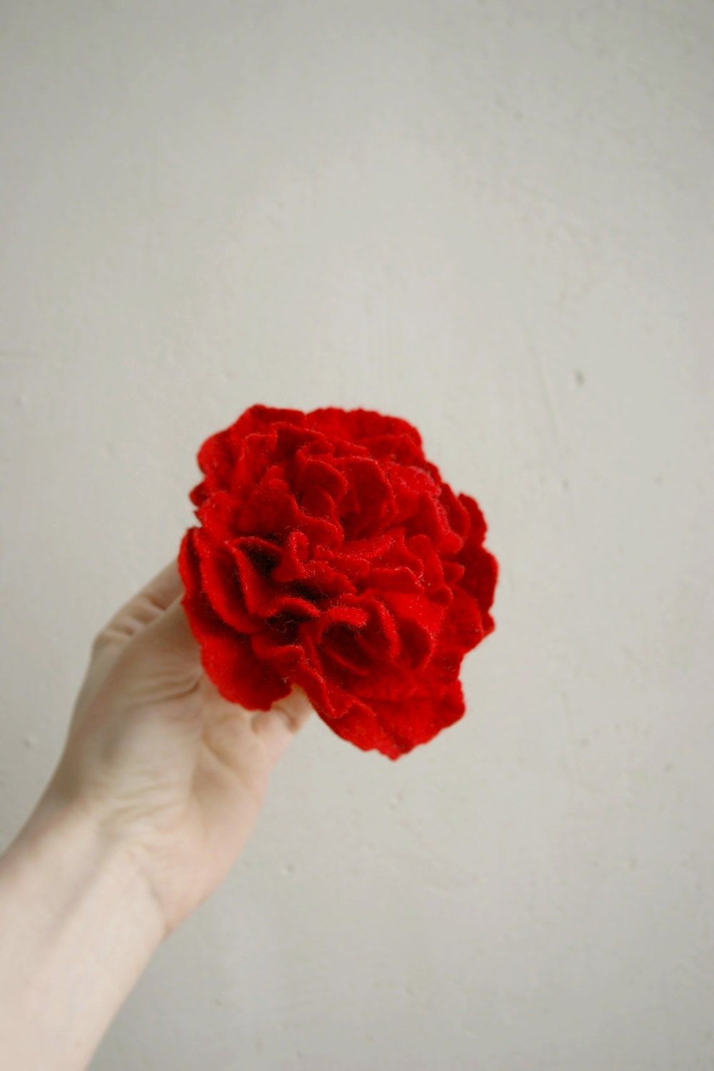 felted  flower  brooch red peony  APRIL TANGO   / made to order