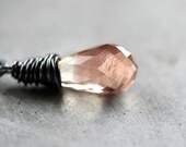 Oregon Sunstone Necklace , Vanilla Peach Pink Copper Schiller Stone Oxidized Sterling Silver Necklace Pastel Spring Fashion - Firestarter