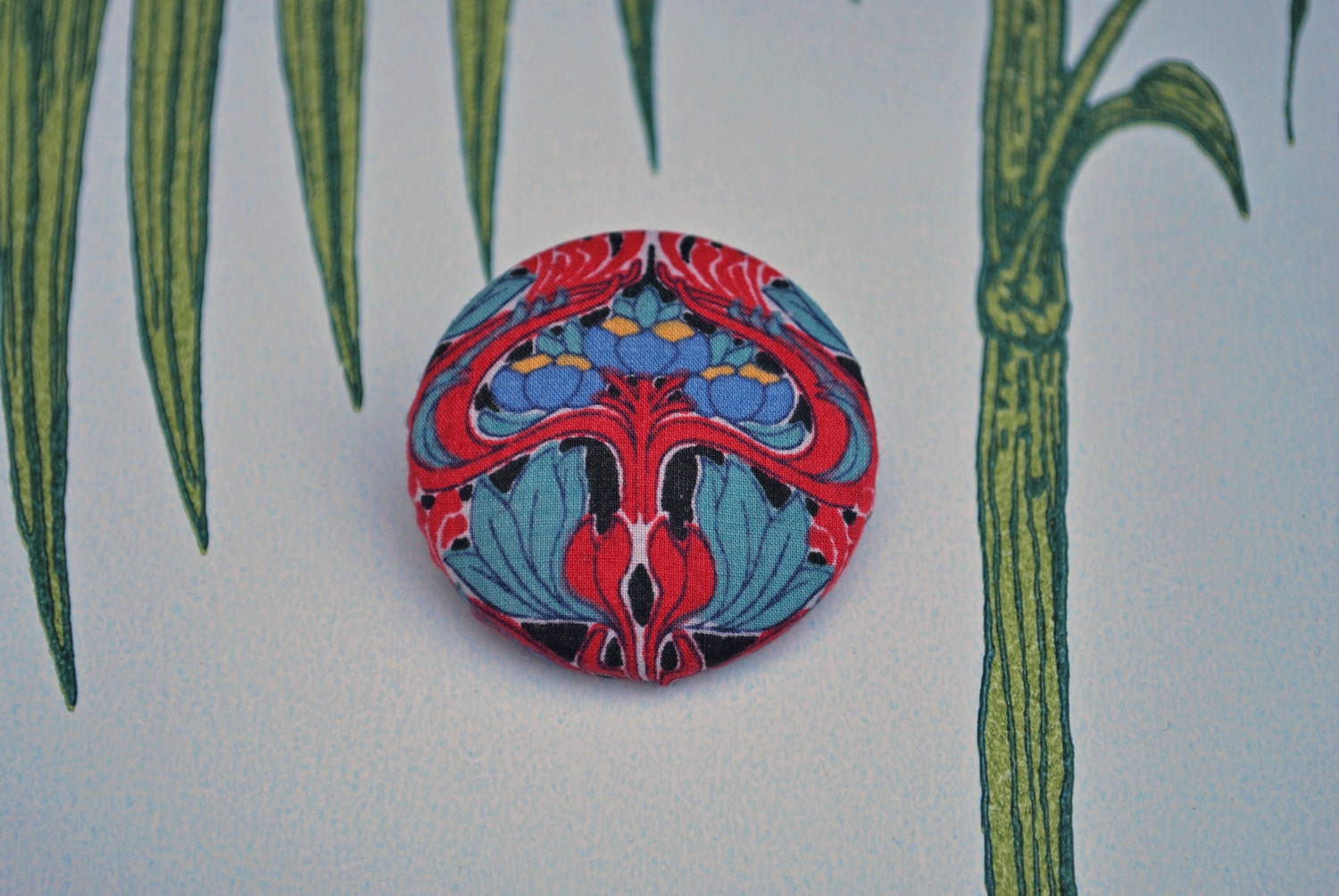 Vintage Liberty fabric button brooch