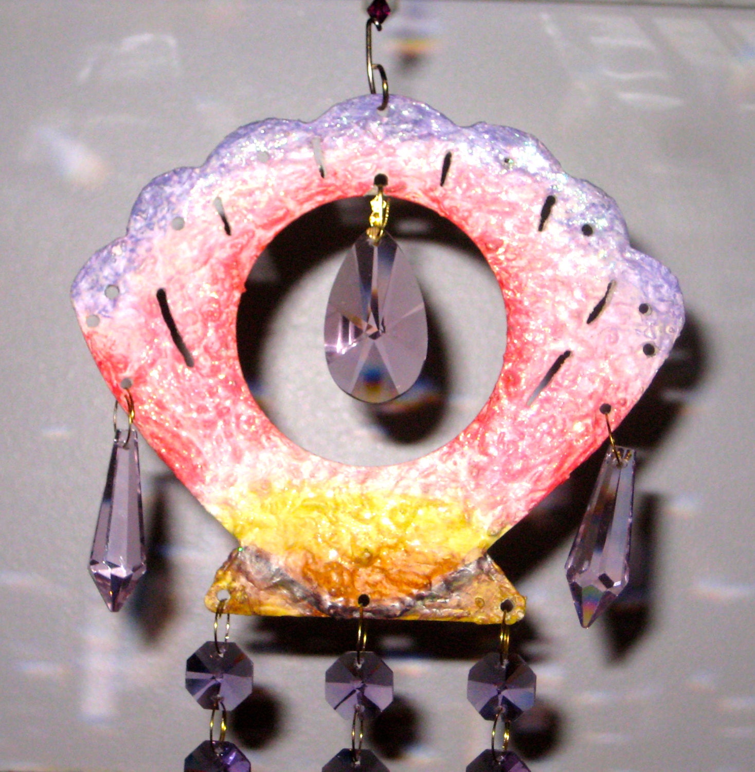 Shell Chandelier Crystal Prism Suncatcher Garden Art Sun Catcher