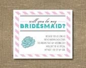 Will You Be My Bridesmaid Card / Will You Be My Maid of Honor / Bridesmaid Invitation