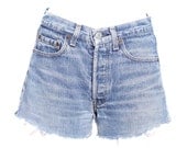 SAN JOSE high waisted late 80s' vintage distressed faded blue levis jeans shorts