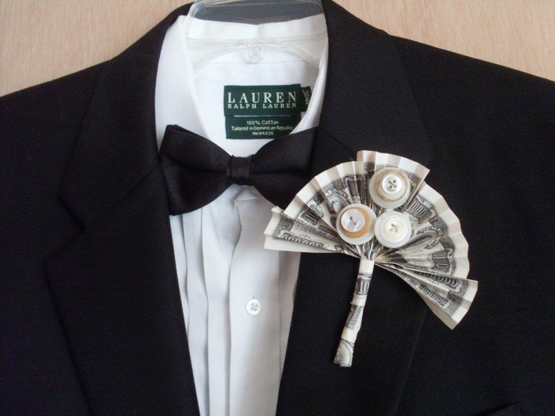 Wedding Button boutonniere, We're in the money
