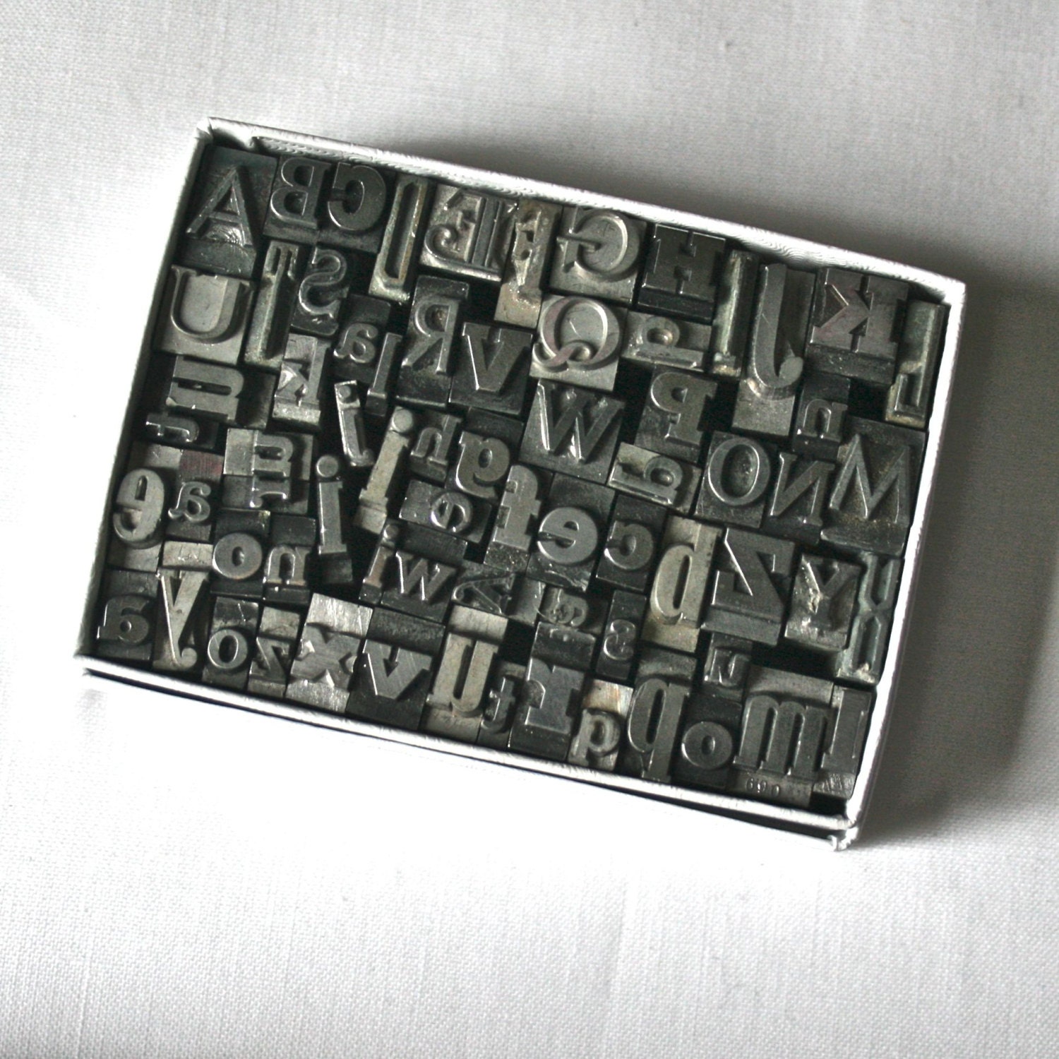 Letterpress Alphabet in a Box for Altered Art Printing Stamping Mixed Media Collage