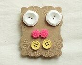 Button Stud Earrings Set of 3 Yellow Pink  White Small Romantic Jewelry Pierced Post Gifts Under 25 Vintage Style Bridesmaid Bridal