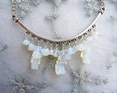 Moonstone Semi Precious Stone Chips Dangly Silver Boho Necklace