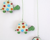Nursery Mobile - Turtles mobile decor,wooden green turtles wall art - colorful mobile, baby mobile,baby animals happy mobile