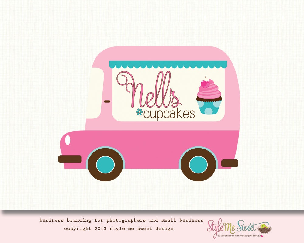 Premade Bakery Logo Cupcake Logo Food Truck Logo Design (OOAK) One of A Kind Hand drawn & will not be resold