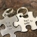 Custom Hand Stamped Couples His/Her Puzzle Piece Key Chains SET OF TWO His One, Her Only