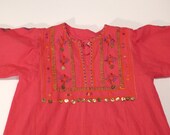 Josefa Caftan Tunic vintage Smock Mexico Embroidered 70s Hippie Boho Folk Resort FREE shipping