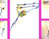 Boho Necklace, Leather Necklace, Beaded Necklace, Choker Necklace, Statement Necklace, Beaded Choker