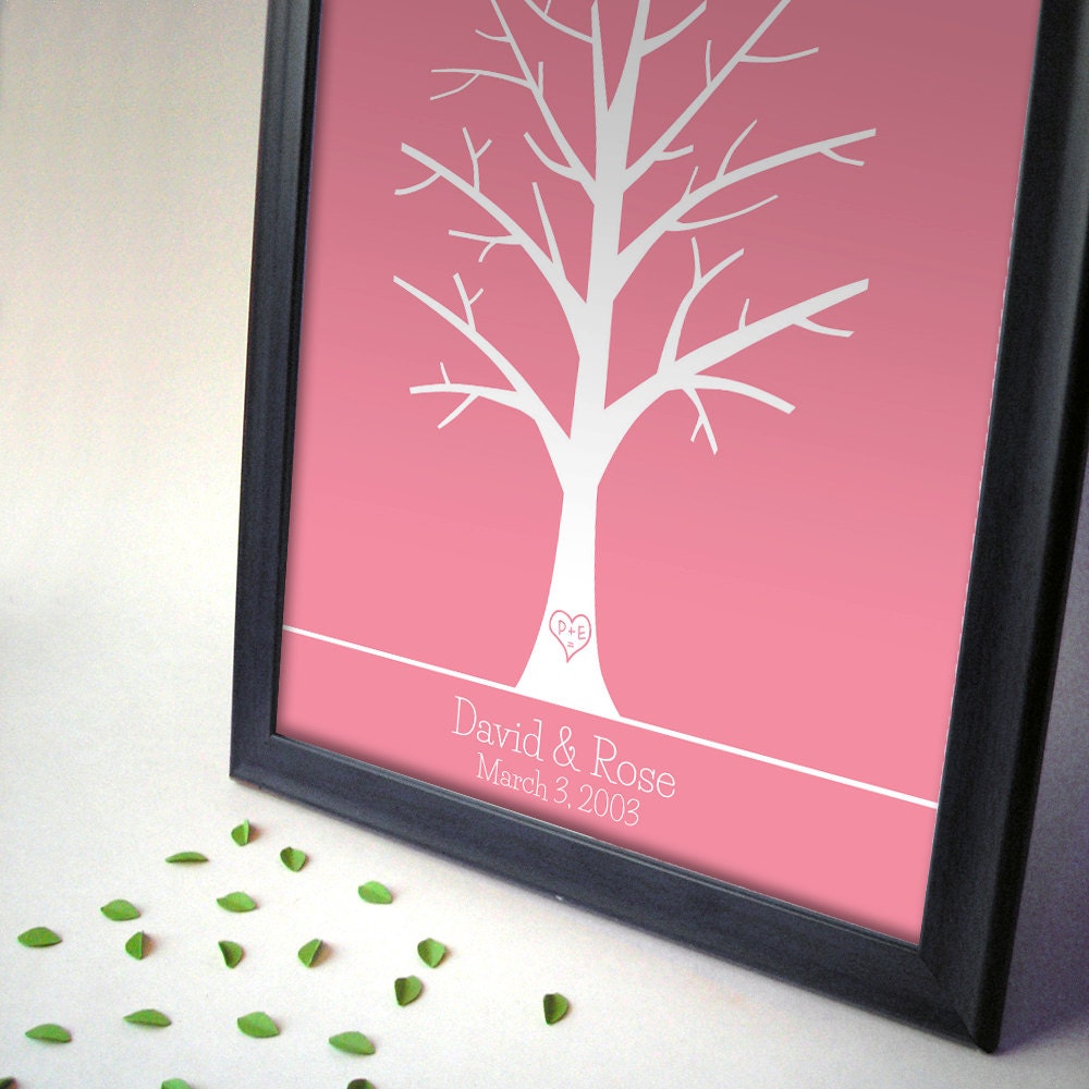 Modern Tree Wedding Guestbook Alternative with 3D leaves - Customized - Starting at 65 Dollars